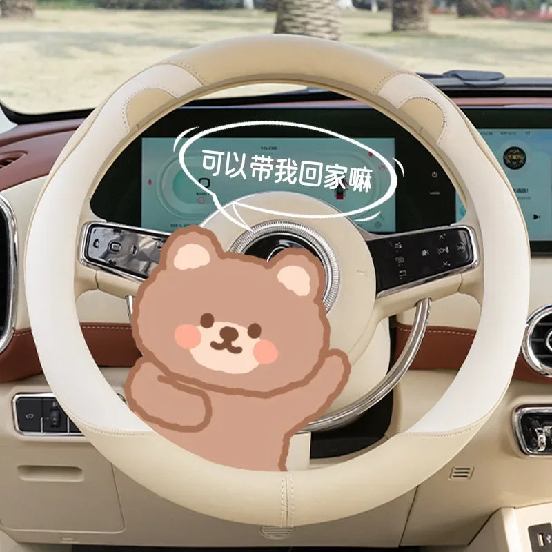 Cartoon Bear Ears Steering Wheel Cover
