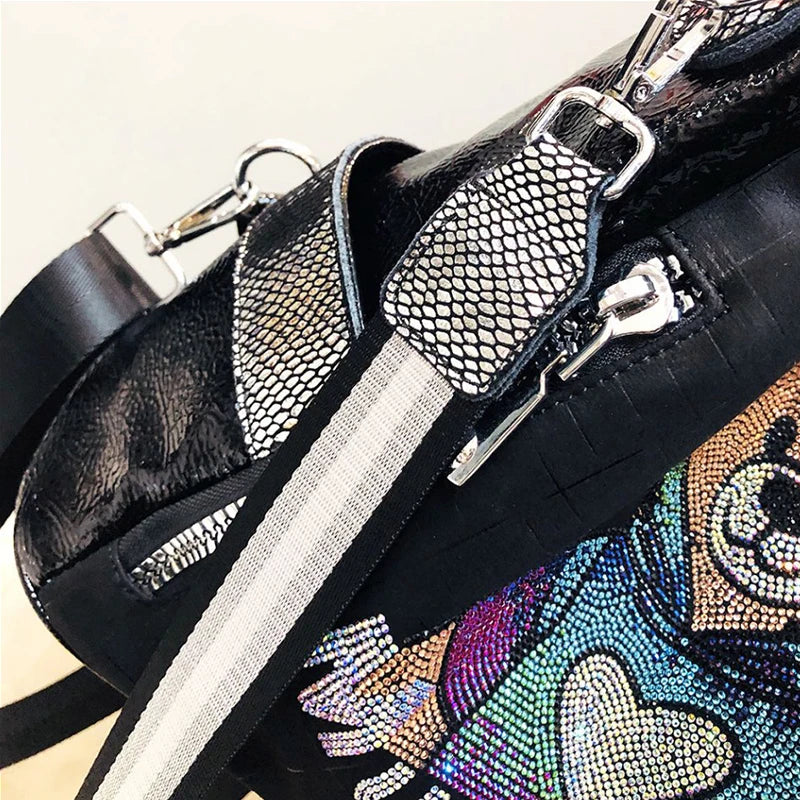 Colorful Diamonds Cute Bear Large Capacity Fashion Shoulder Bag