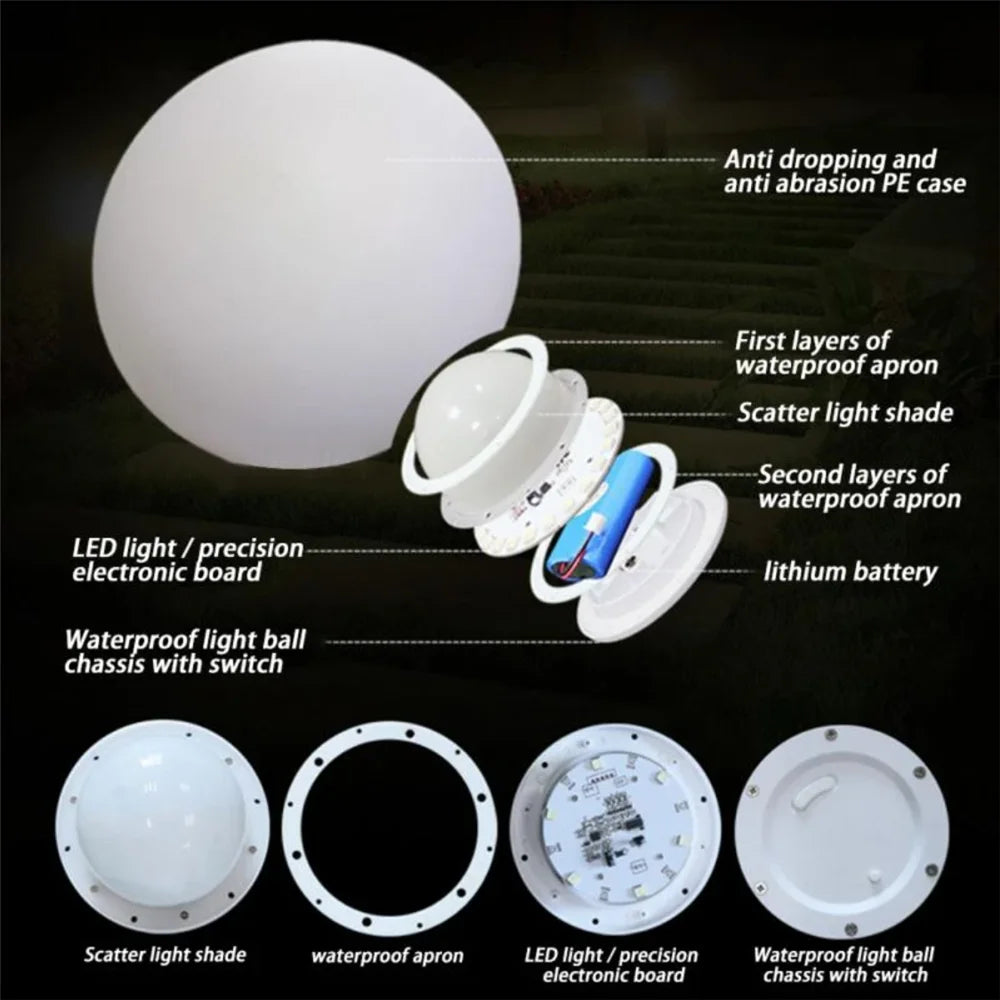 Waterproof LED Garden Ball Light Rechargeable