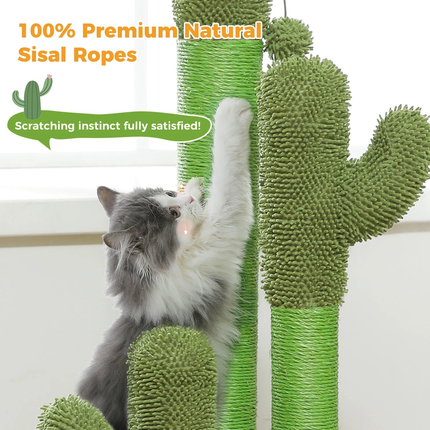 Cactus Cat Scratching Post with 3 Sisal Scratching Poles