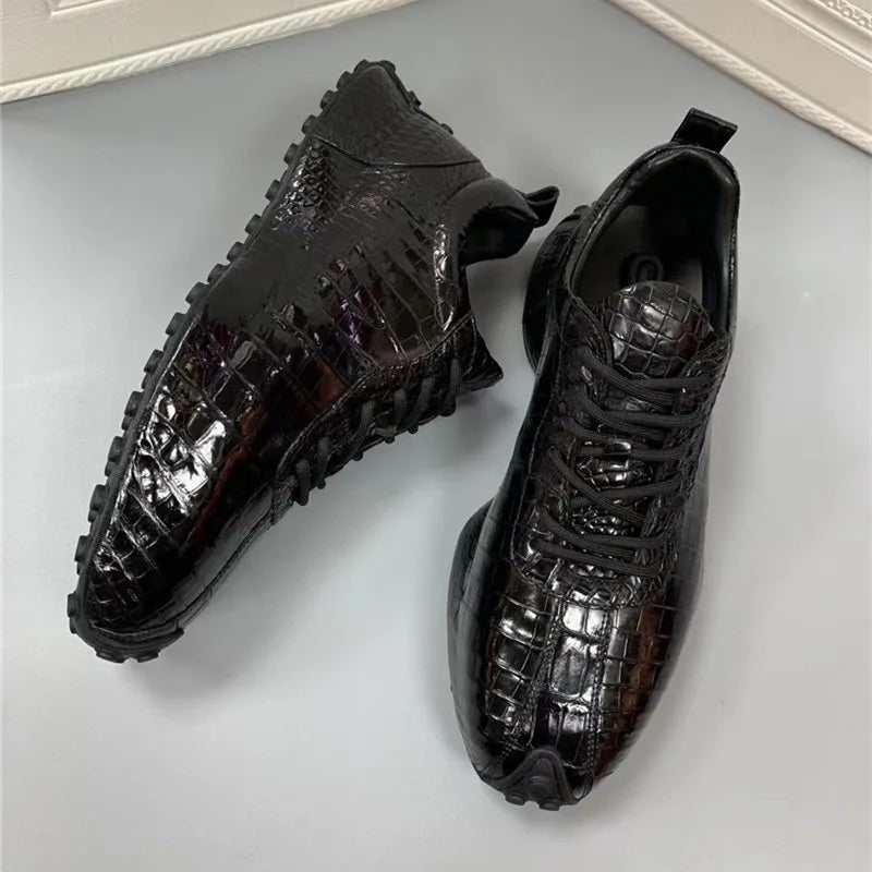 Authentic Exotic Crocodile Skin Men's Casual Sneakers