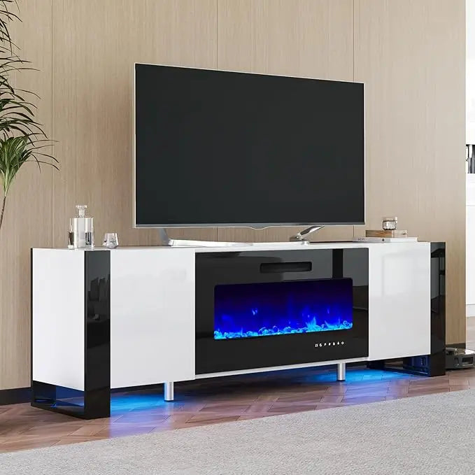 70" High Gloss Entertainment Center with 36" fireplace