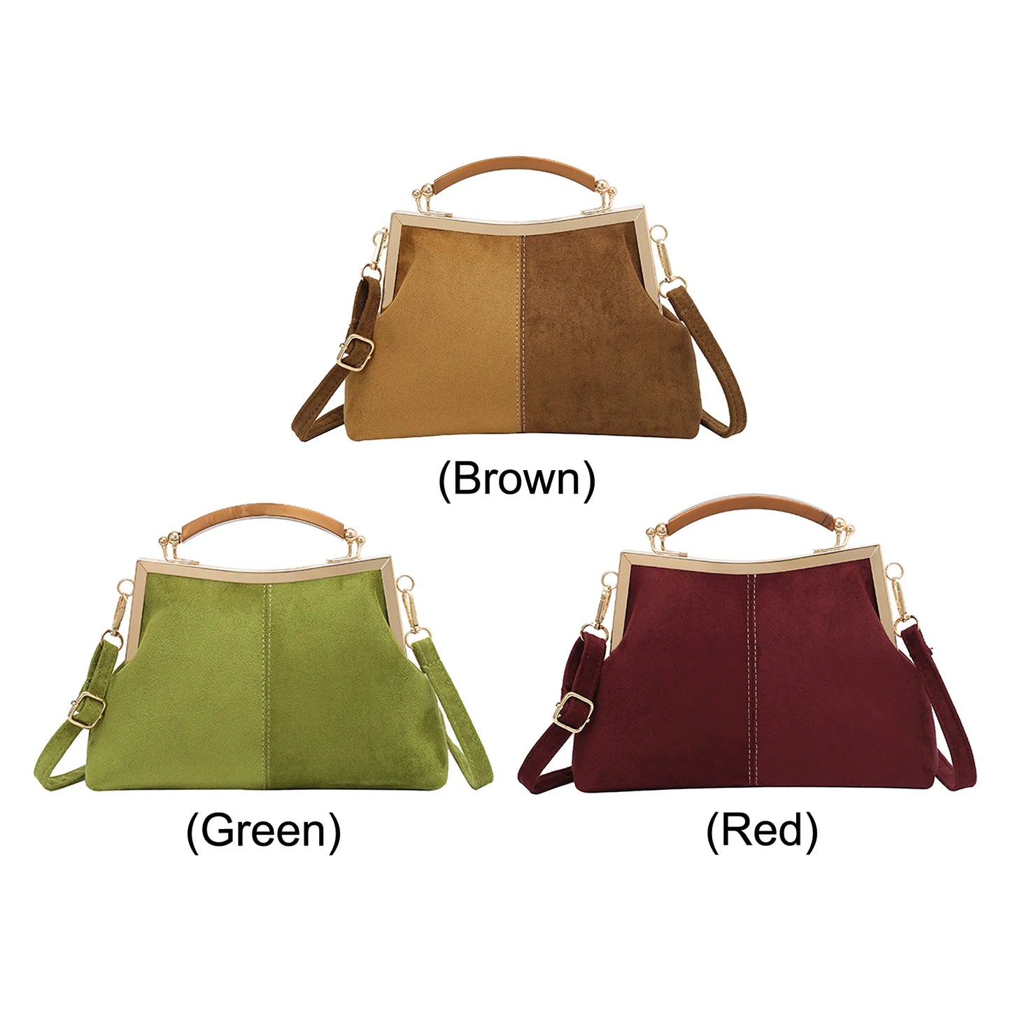 Faux Suede Fashion Handbag