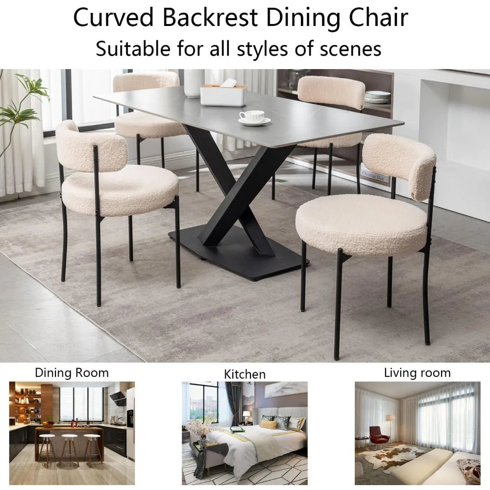 Set of 4 Round Modern Upholstered Dining Chair