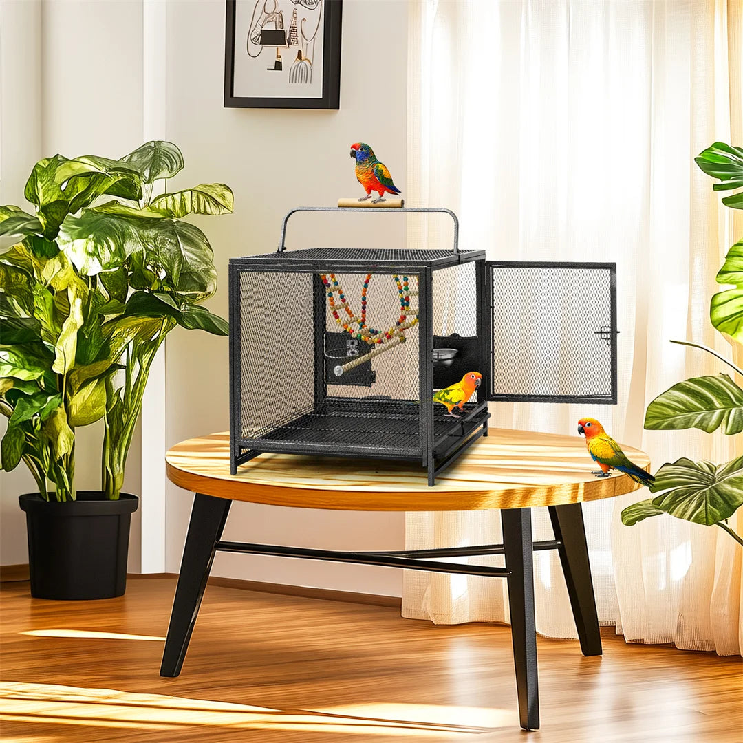 Portable Bird Cage Playpen Travel Carrier