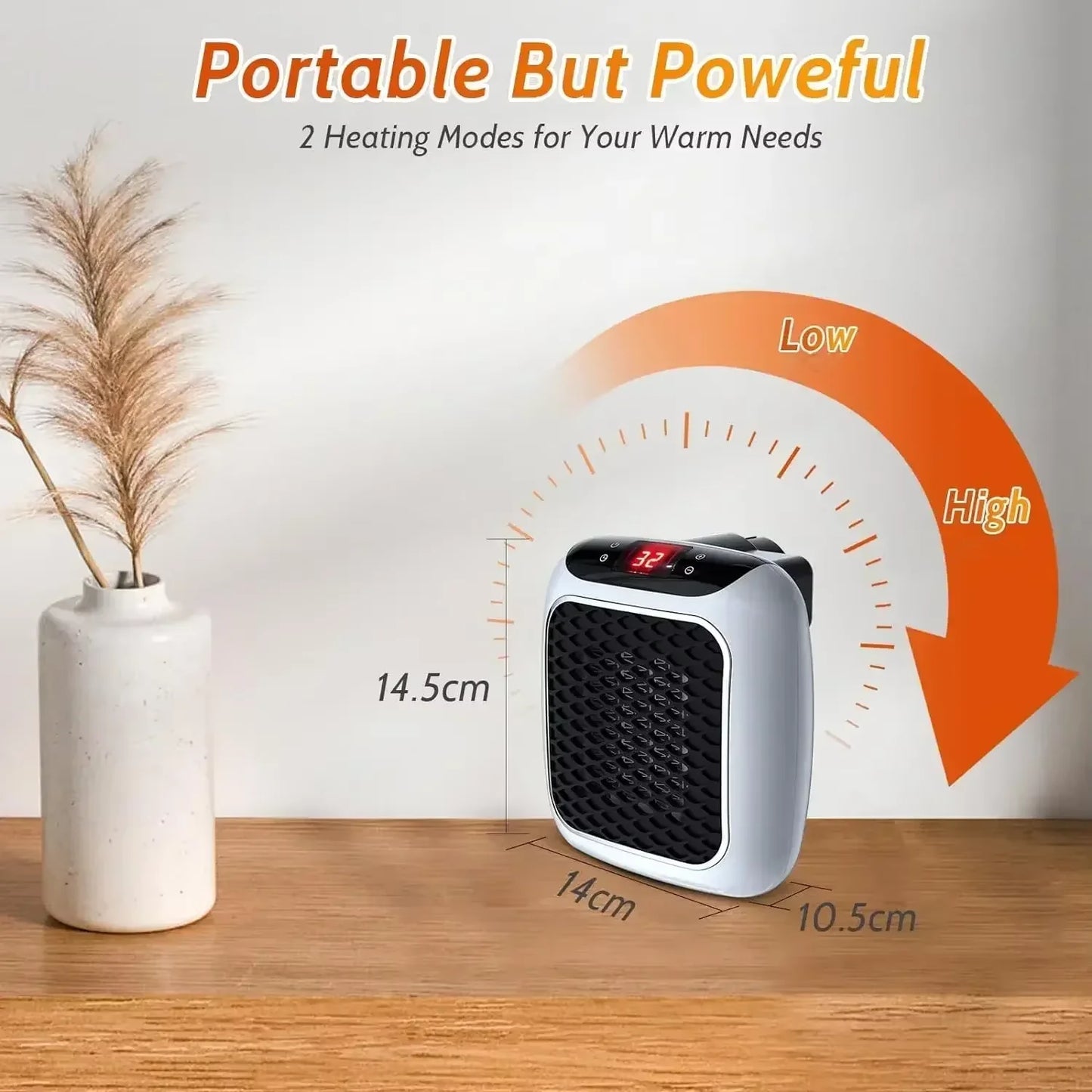 1200W Portable Remote Control Electric Heater Low Consumption