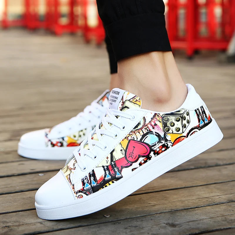 Fashion Graffiti Sneakers Mens Hip Hop Skateboarding Shoes