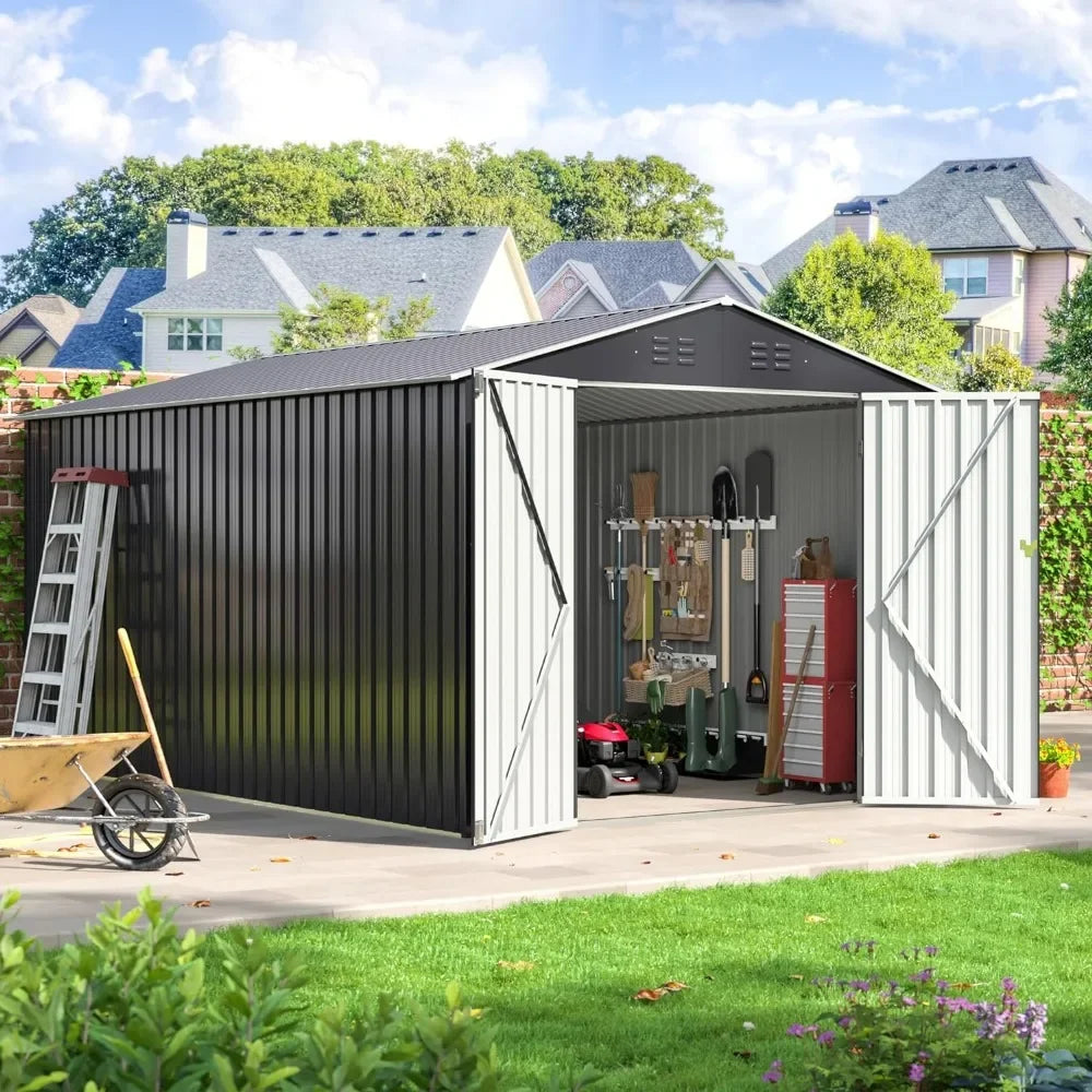 8 X 12 FT Outdoor Metal Shed with Updated Frame Structure
