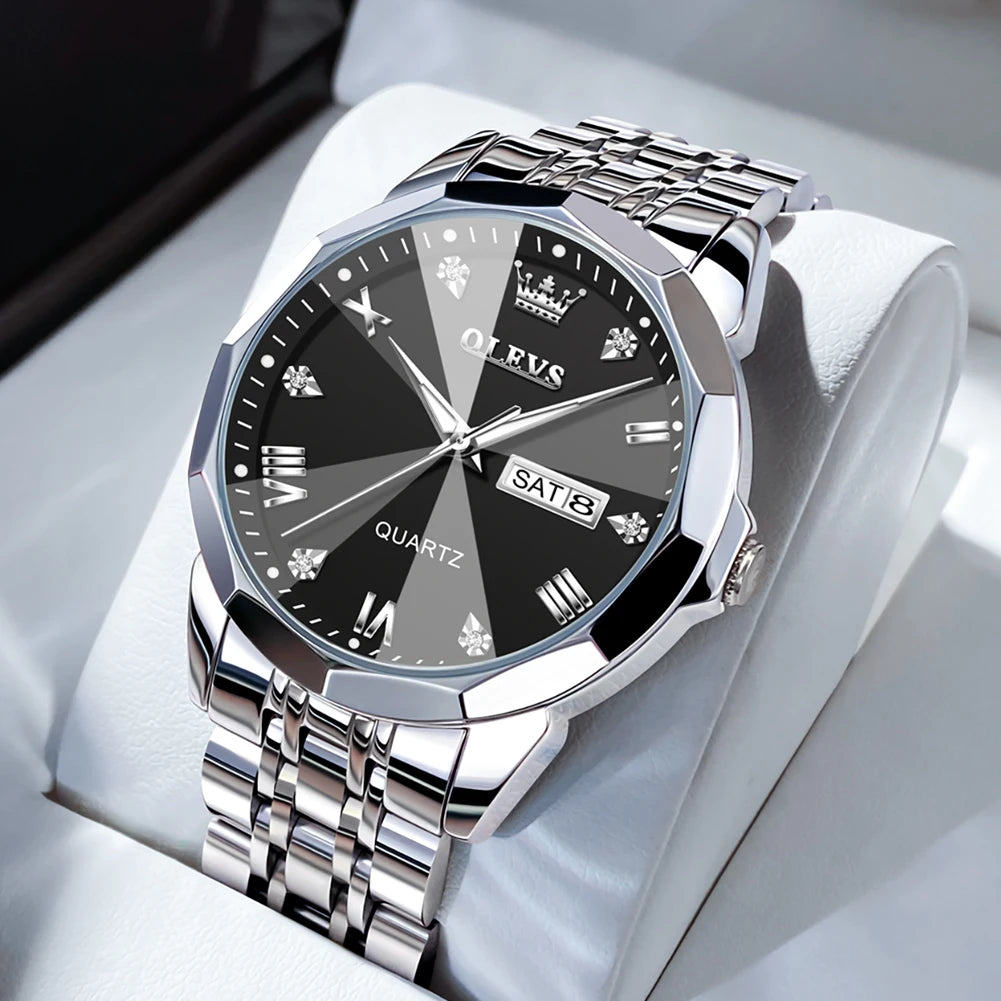 Quartz Waterproof Stainless Steel Luminous Wristwatch