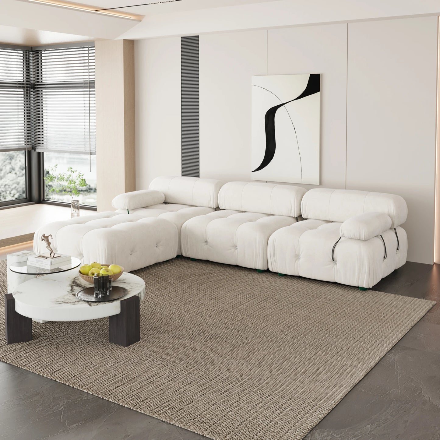 104" Modular Sectional Sofas Luxury Modern Velvet 4-Seat