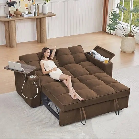 65'' Convertible Sleeper Sofa Bed with Adjustable Backrest