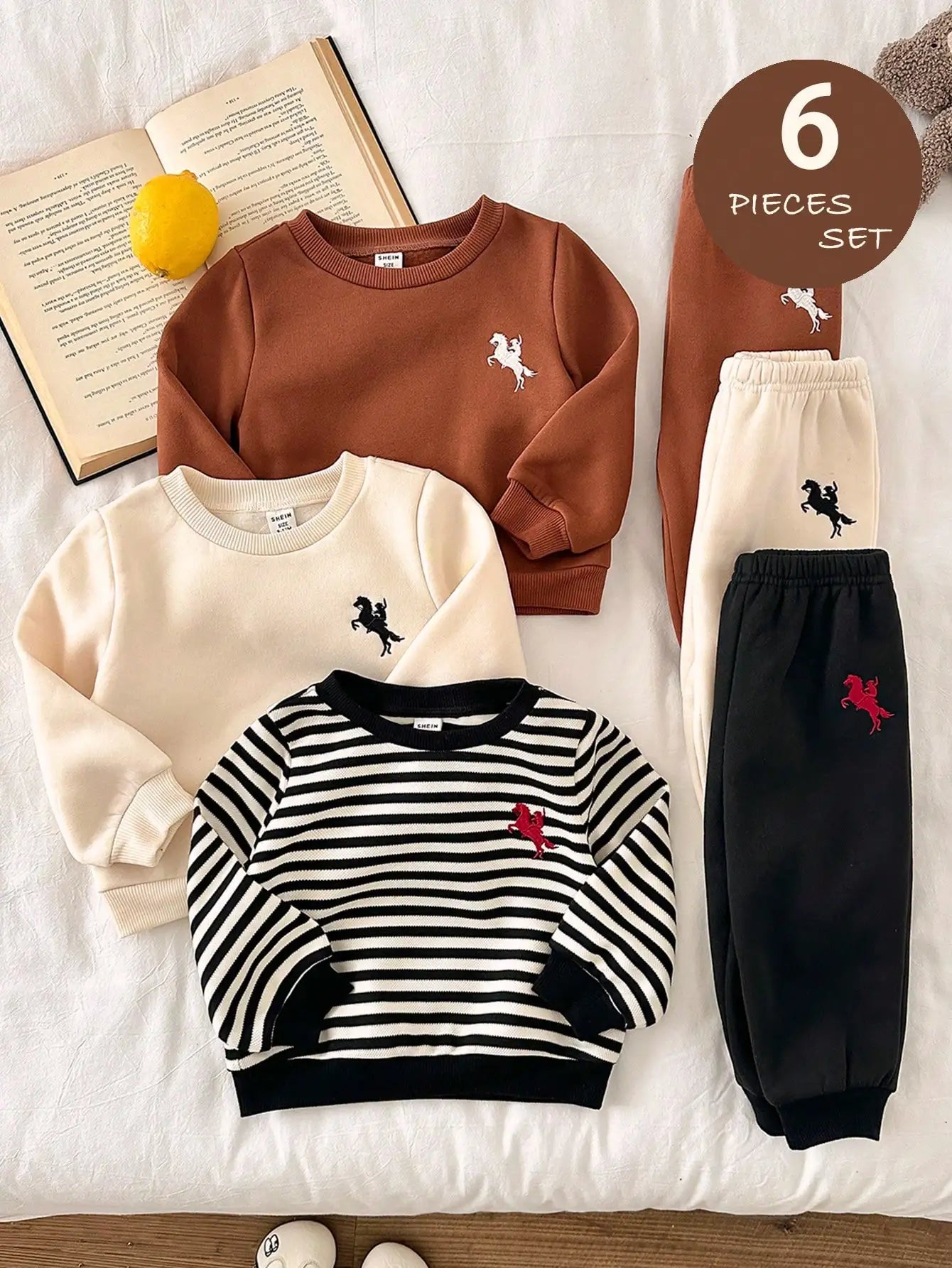 6pcs Set Baby Boy & Girl Cute Cartoon Outfits