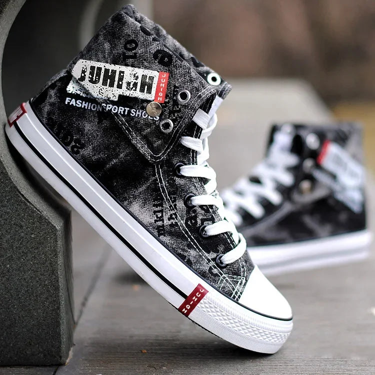Men's High-top Canvas Shoes Denim Casual