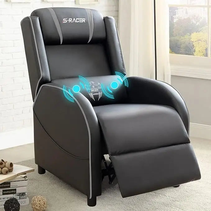 LED Gaming Massage Recliner Chair Racing Style