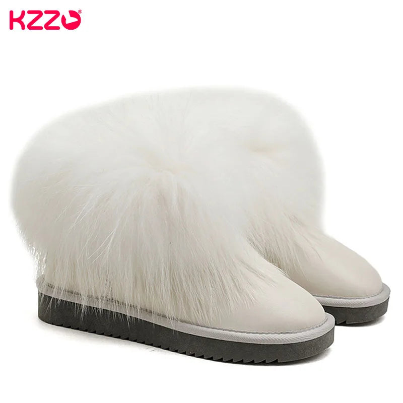 Fashion Style Natural Real Fox Fur Women Snow Boots