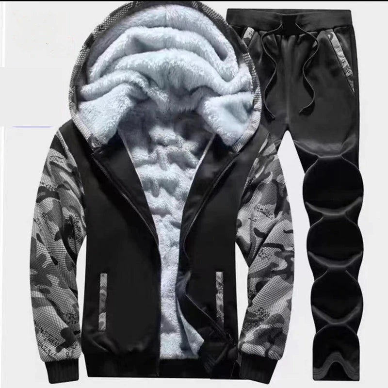 Men's Hooded Jacket Pants Two-Piece Set