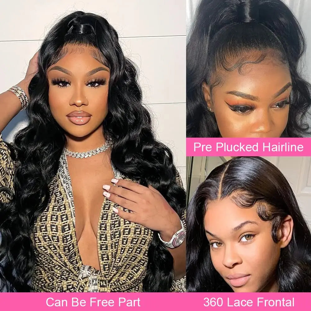 30 32 32 34 Inch Body Wave 360 Human Hair Lace Frontal Wig