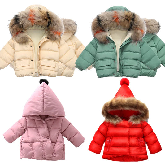 Hooded Childrens Outerwear Warm Down Jacket