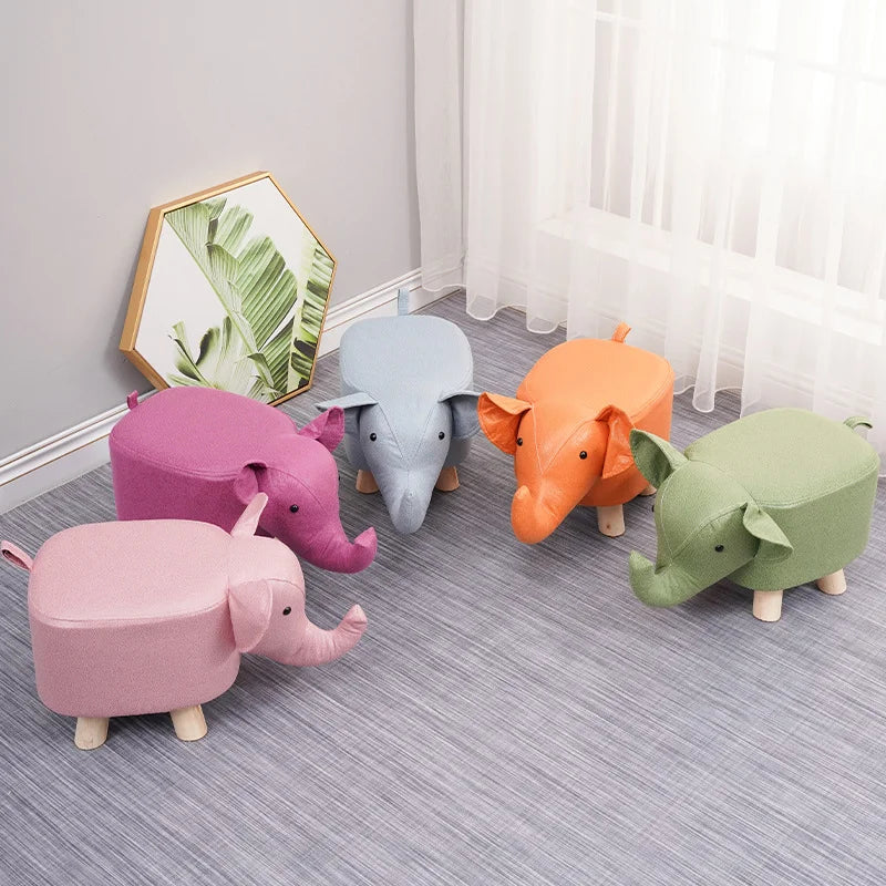 Elephant Stool Cartoon Cute Low Solid Wood