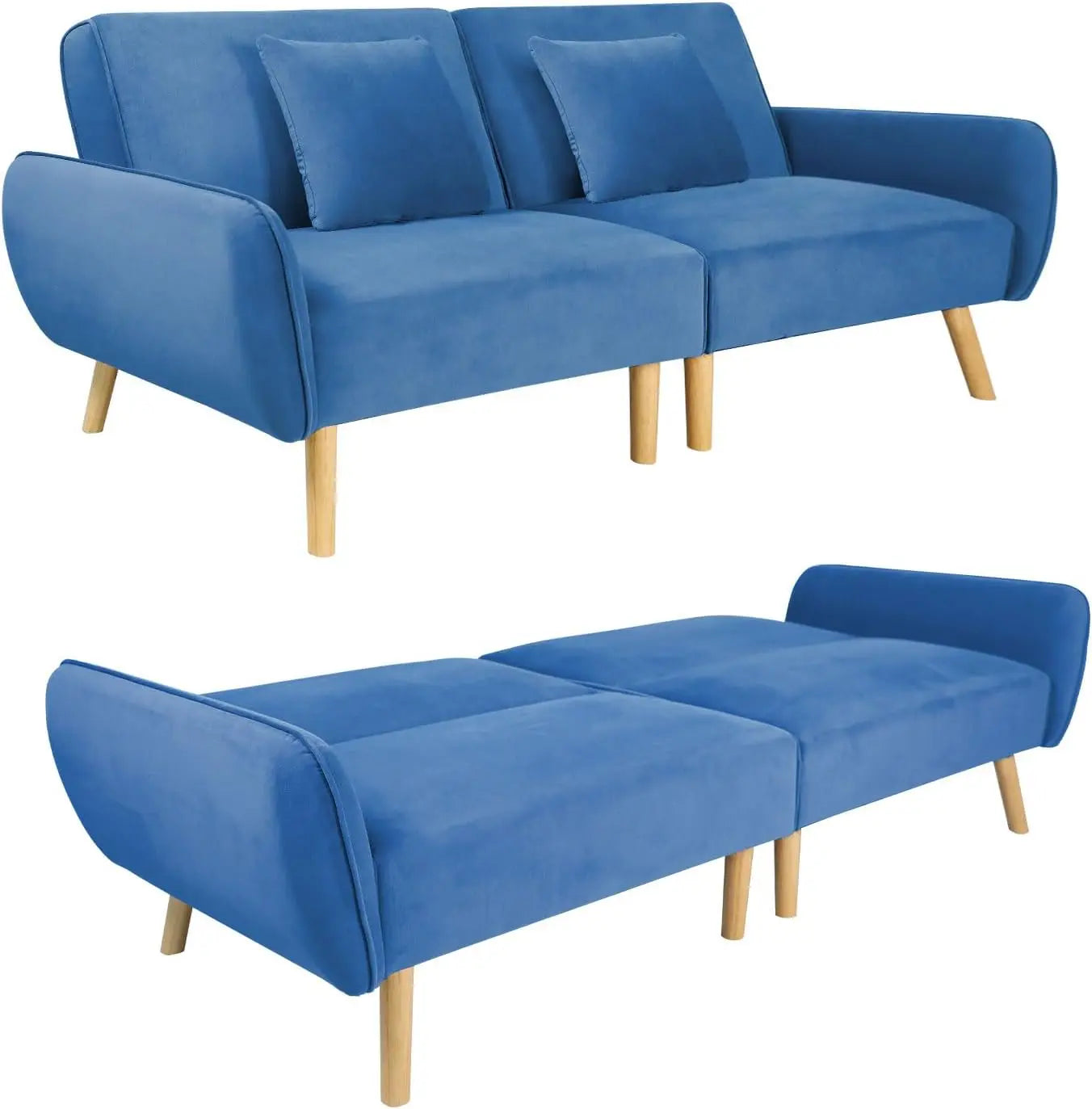 80 inch Futon Loveseat Sofa with 2 Throw Pillows
