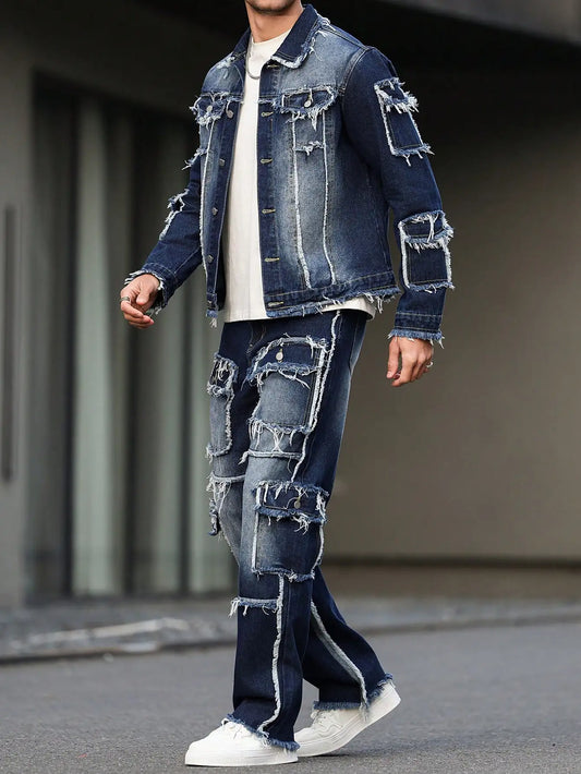 Men's Denim Suit Multi  Pocket Design