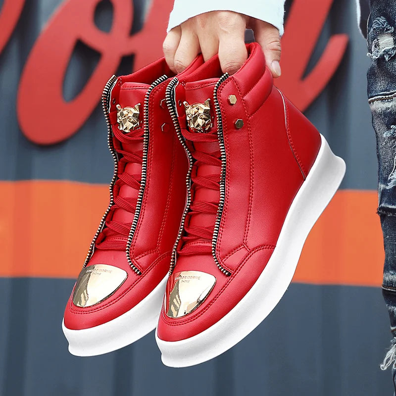 Red High Top Hip Hop Streetwear Men Casual Sneakers