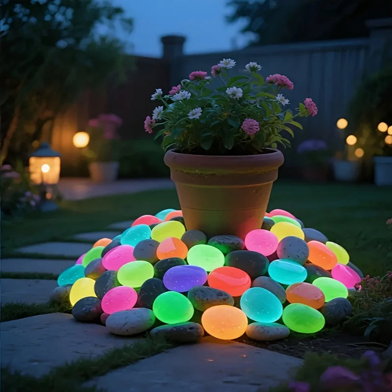 5/10 Pcs Luminous Pebbles 4.5cm Diameter Garden Landscape