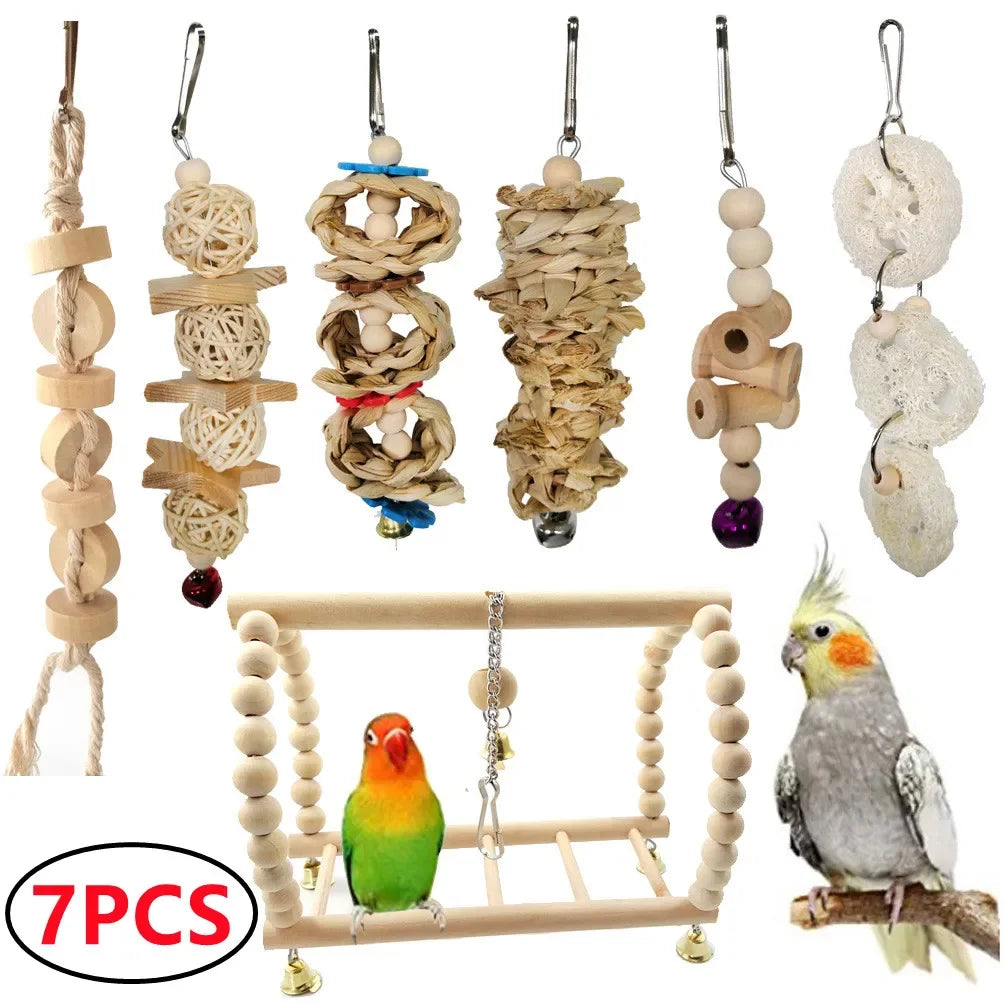 Combination Bird Swing Chewing Training Toys