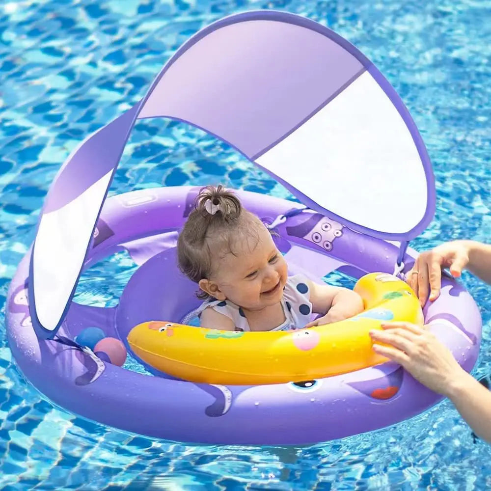Baby Pool Float with Removable UPF50+ Sun Canopy