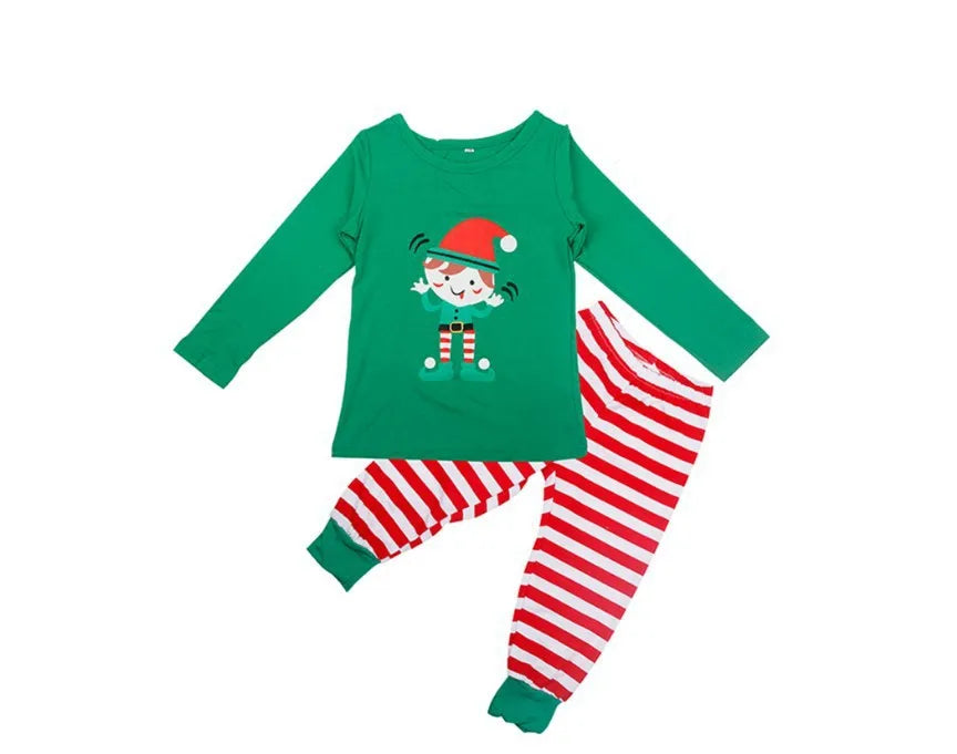 Family Christmas Pajamas Set Letter Striped Adult Kid Soft