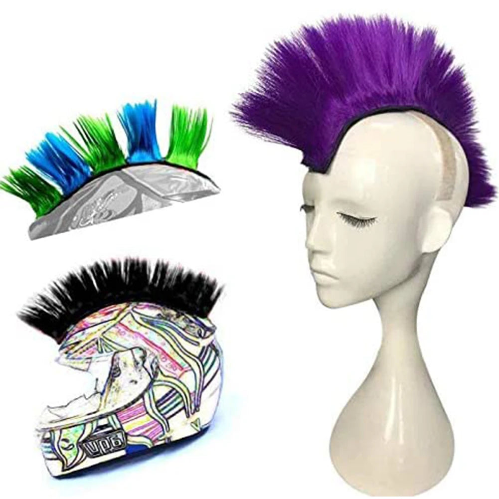 Punk Mohawk Synthetic Wigs Helmet Decoration