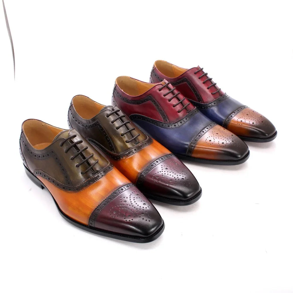 Luxury Brand Designer Men Oxford Shoes Genuine Leather