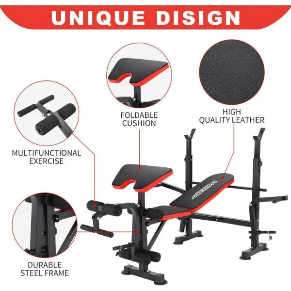 600lbs 6 in 1 Weight Bench Set with Squat Rack