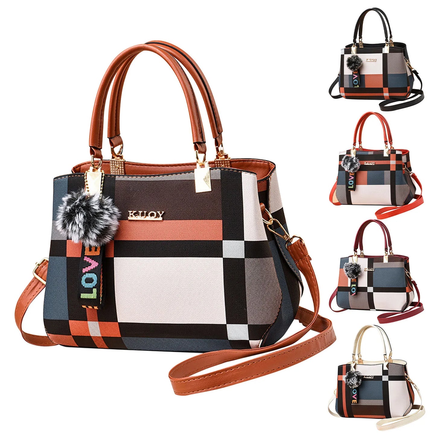 Plaid Pattern Shoulder Tote