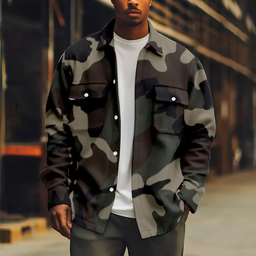 Printed Jacket Casual Mens Coat Autumn Winter