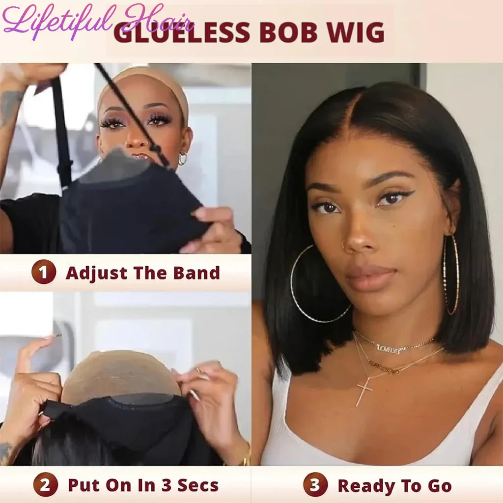 Glueless Bob Human Hair Ready To Wear Straight