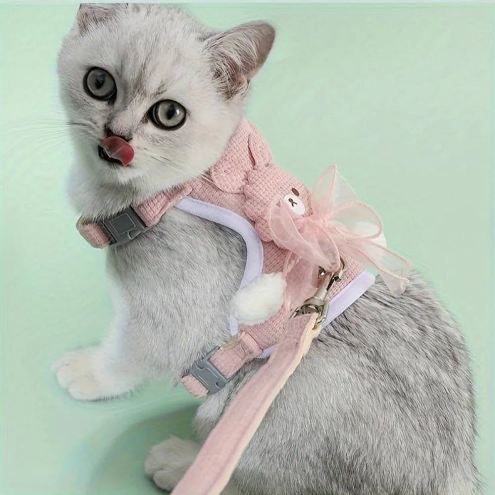 Adjustable Cat Dog Harness with Lead Leash