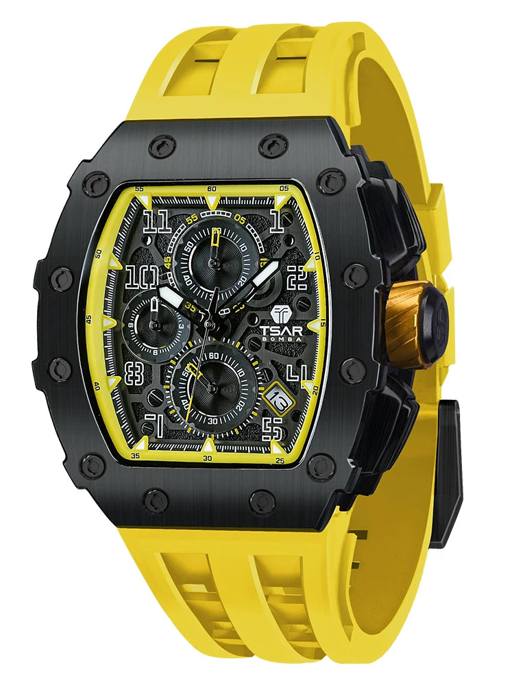 Waterproof Quartz Chronograph Rectangle Wristwatch