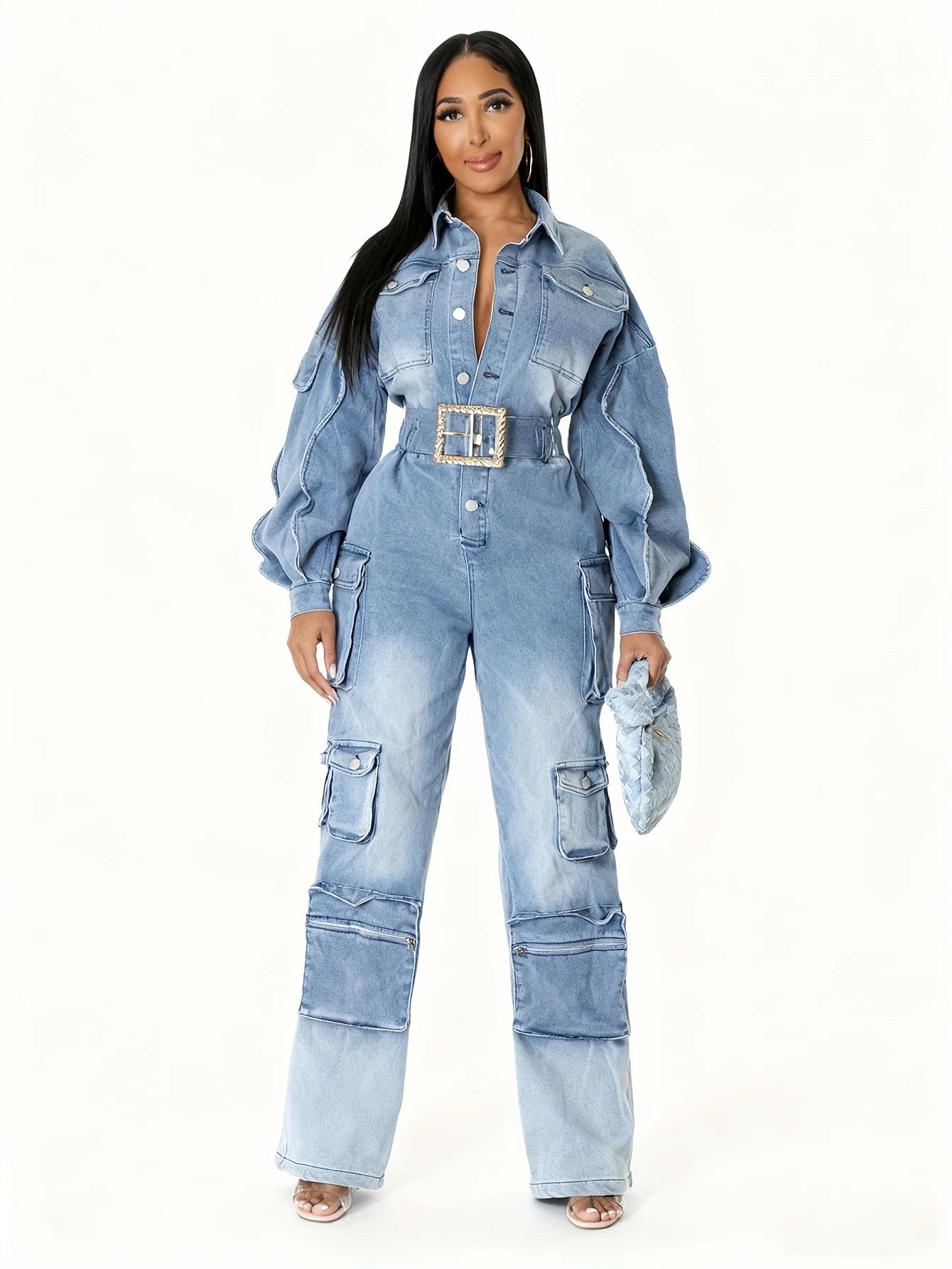 Retro Denim Workwear Jumpsuit