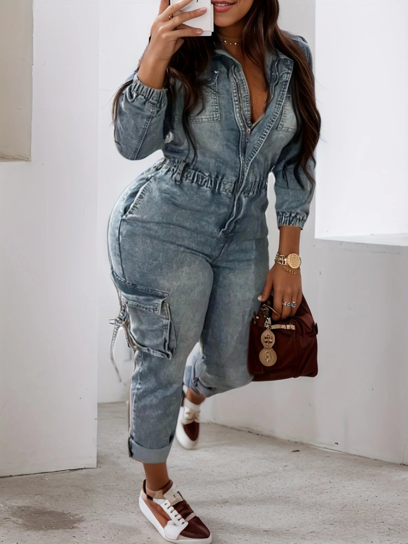 Fashionable Denim Washed Jumpsuit