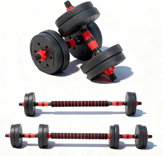4-in-1 Adjustable Dumbbell Set with Barbell, Kettlebell & Push-Up Stand