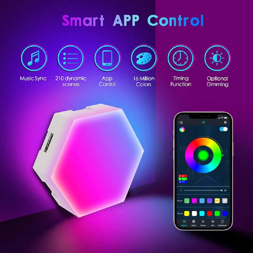 RGB Intelligent Hexagonal Color-Changing Night Light DYI Shape