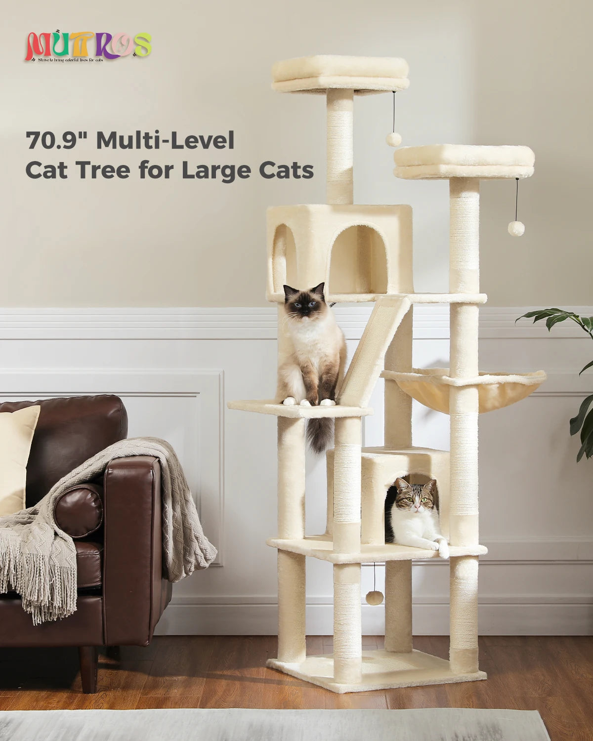 Large Cat Tree Tall Cat Tower for Indoor Cats