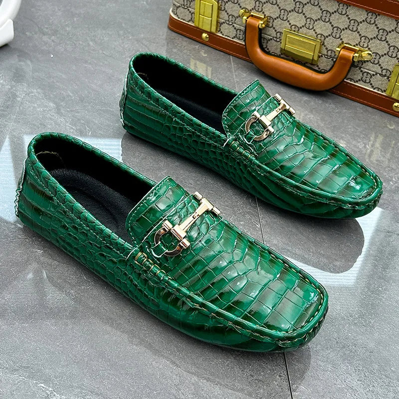 High Quality Snakeskin Leather Mens Loafers