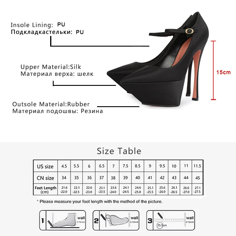 Platform Pumps New Design Luxury Thin Pointed Toe High Heels