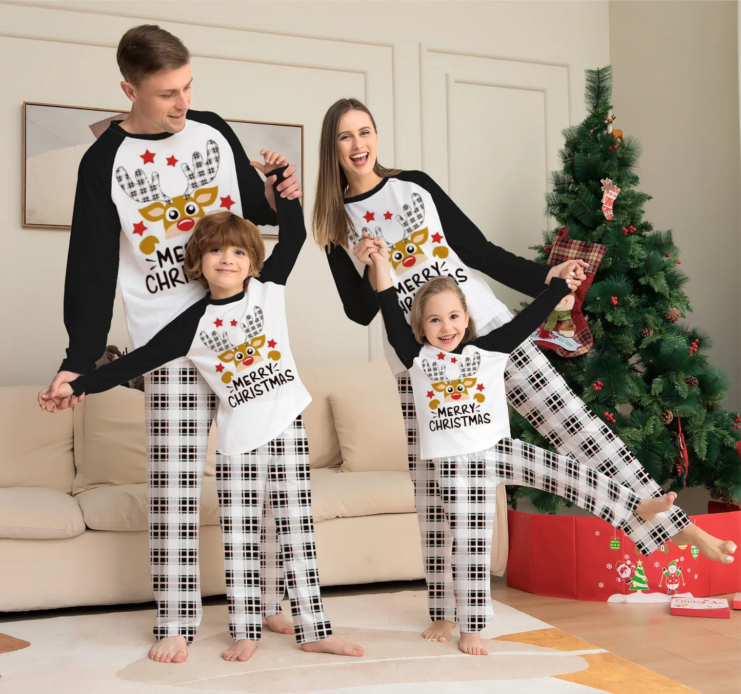 Christmas Family Pajamas Fashion Letter Printing Quality Comfortable Fabric