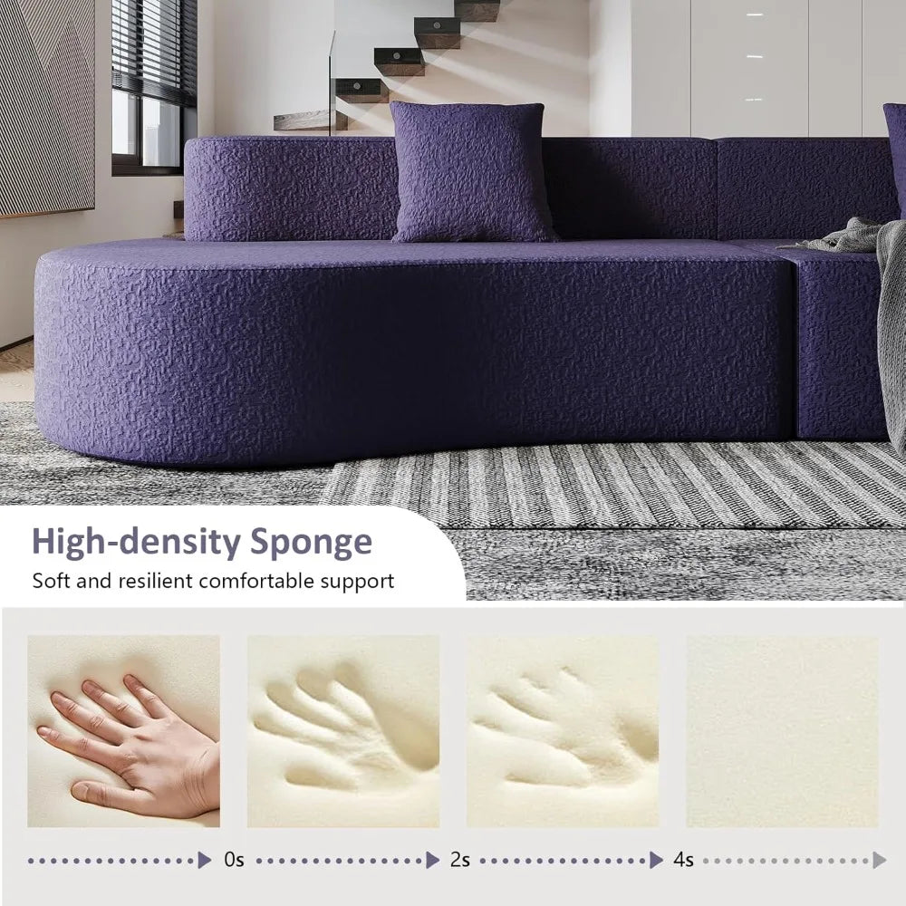 109" Modern Sectional Curved 4-Seater Sofa with 2 Throw Pillows