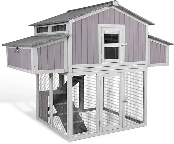 Foldable Chicken Coop for 4-6 Chickens with Four Nesting Boxes