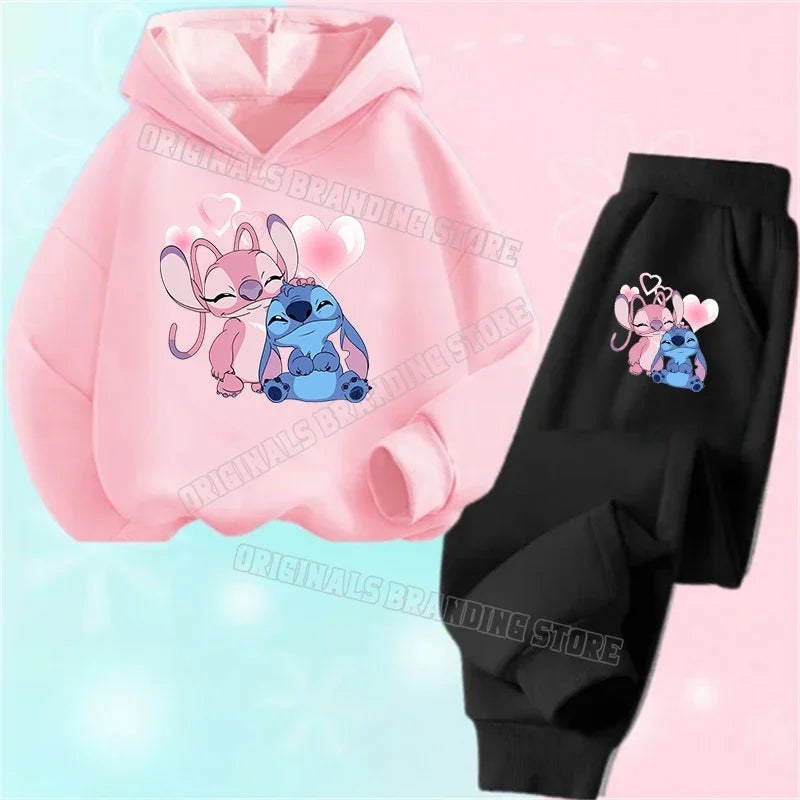 Lilo & Stitch Hoodie Set Casual Tracksuit