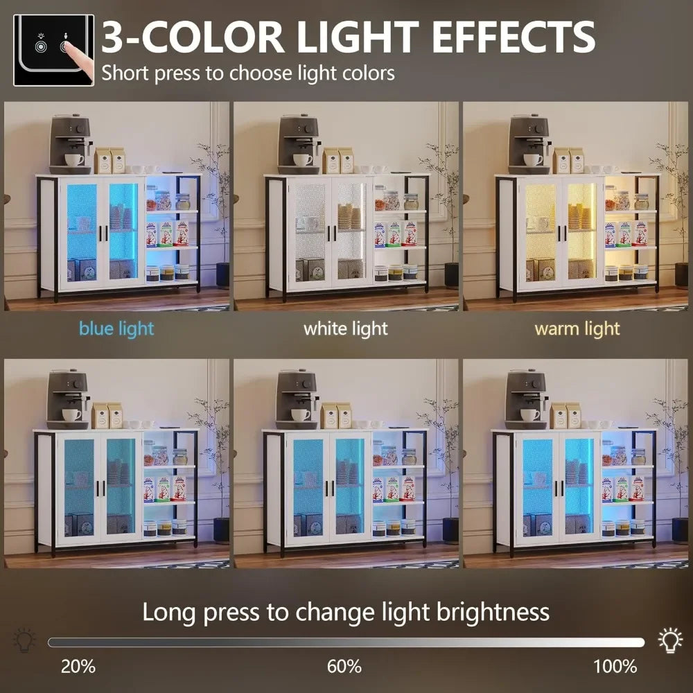 LED Farmhouse Coffee Bar Cabinet